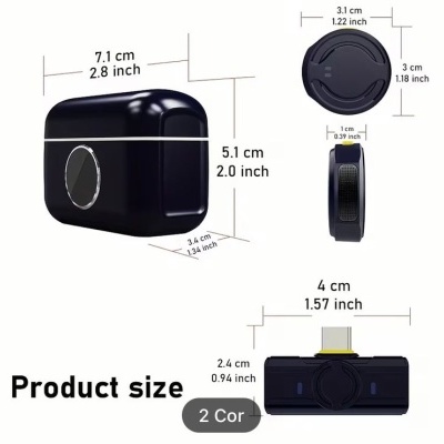 Dispositivo eletrônico preto com dimensões indicadas para e-commerce