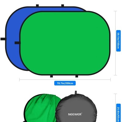 Fundos fotográficos azul e verde com capas redondas da marca NEEWER