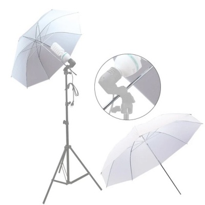 Kit de iluminação fotográfica com suporte tripé preto e sombrinha branca