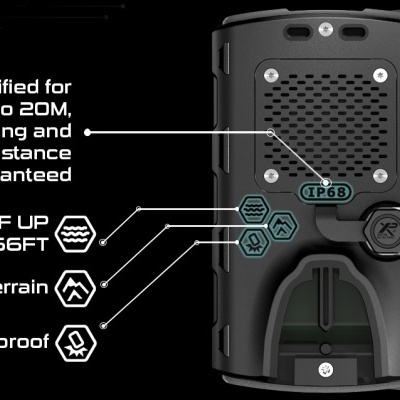 Dispositivo eletrónico robusto preto com ecrã LCD e botões