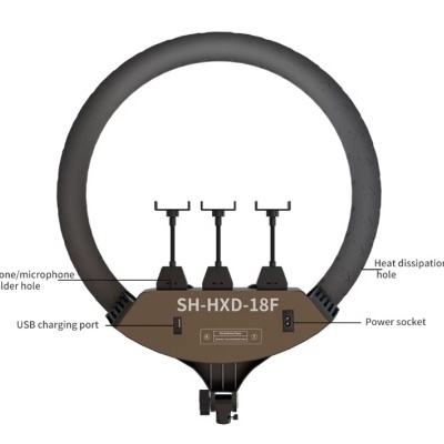 Anel de luz SH-HXD-18F com suportes e portas