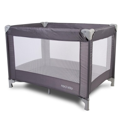 Parque infantil portátil cinzento com laterais em rede