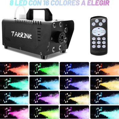 Máquina de fumaça preta com LEDs coloridos e comando remoto