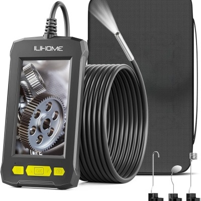 Endoscópio ILIHOME com ecrã, sondas metálicas e estojo preto