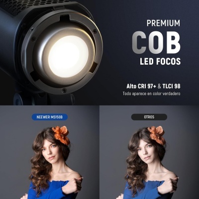 Luz LED Premium COB e comparação fotográfica entre luz Neewer MS150B e outra luz