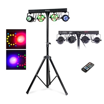 Luzes de palco LED coloridas em tripé com controle remoto