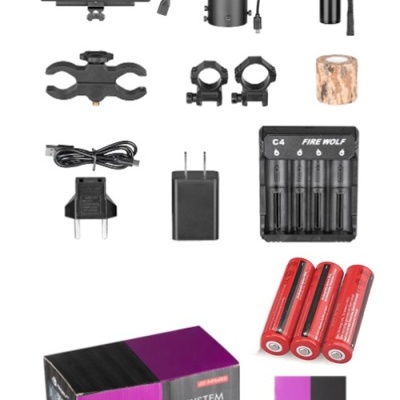Kit de sistema de visão noturna com monitor, acessórios, baterias, carregador e embalagem