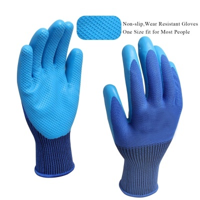Luvas resistentes antiderrapantes azuis com textura áspera