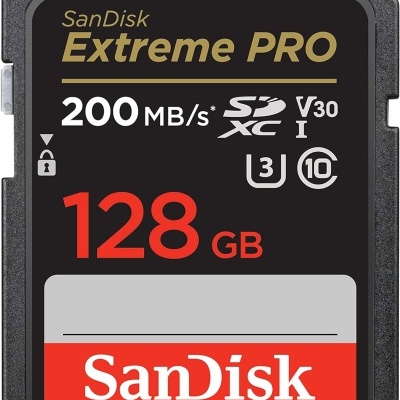 Cartão de memória SanDisk Extreme PRO 128 GB preto e cinzento