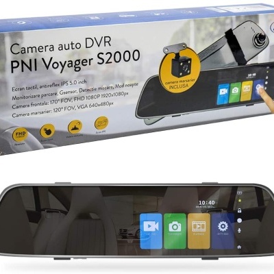 Camera auto DVR PNI Voyager S2000 com ecrã tátil e embalagem