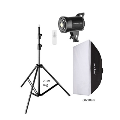 Conjunto de luz de estúdio com tripé, softbox e luz Andoer 600B
