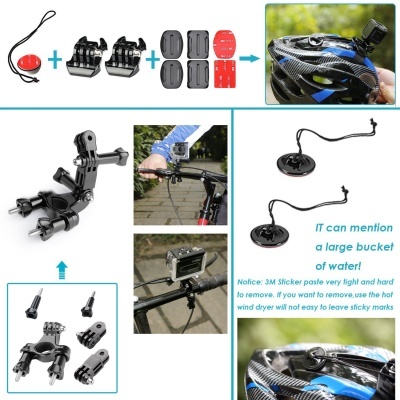 Suportes e adesivos para câmeras de ação com uso em capacetes e bicicletas