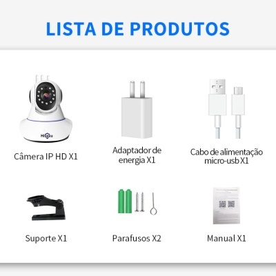 Lista de produtos para câmara IP HD com acessórios
