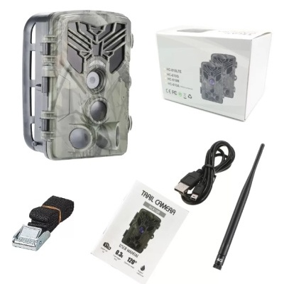 Câmara de trilha camuflada e acessórios