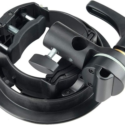 Suporte para microfone preto com fixação ajustável