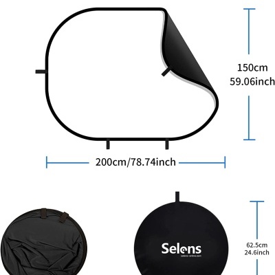 Produto dobrável preto e bolsa de transporte Selens