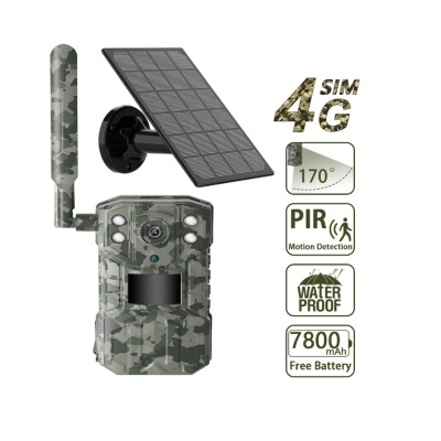 Câmara de segurança camuflada com painel solar e antena