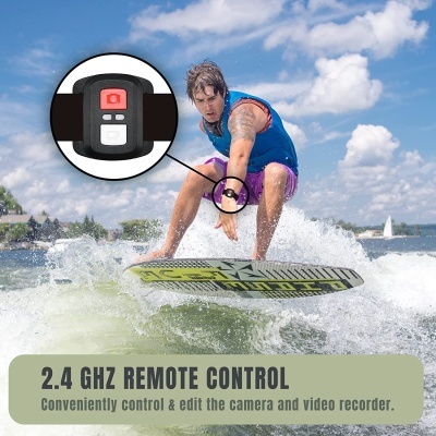 Homem a fazer wakeboard com bracelete e controle remoto 2.4 GHZ