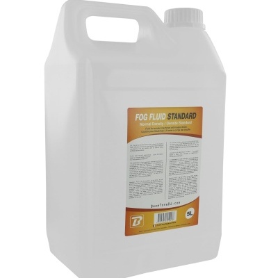 Recipiente plástico branco de 5 litros com rótulo laranja e branco para fluido de névoa