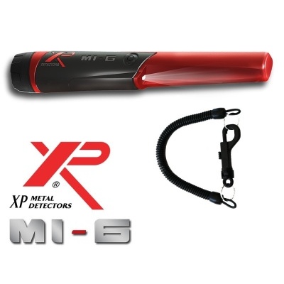 Detector de metais portátil preto e vermelho XP MI-6 com acessório de fixação negro
