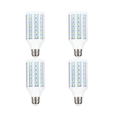 Quatro lâmpadas LED brancas com LEDs visíveis e base metálica