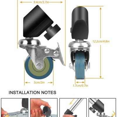 Roda giratória profissional com instruções de instalação