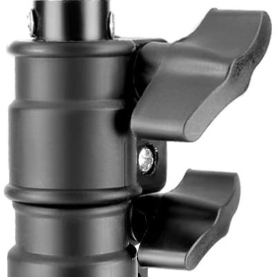 Ponteira ajustável preta com parafuso prateado e duas alavancas de aperto