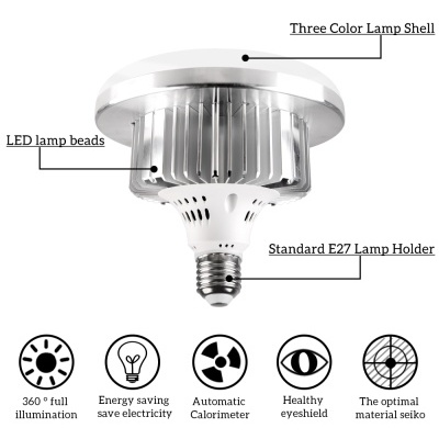 Lâmpada LED branca com base E27 e concha prateada rotulada
