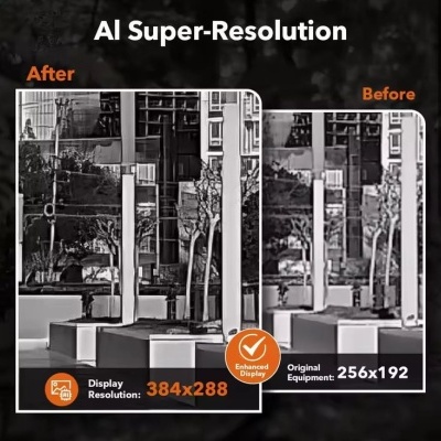 Imagem comparativa de resolução de ecrã digital com antes e depois