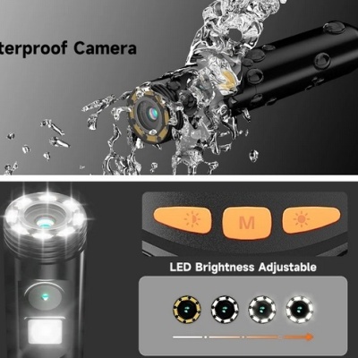 Câmara negra à prova de água com luzes LED ajustáveis e botões laranja