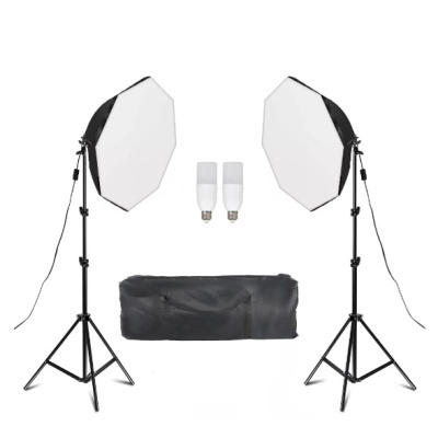 Conjunto de iluminação de estúdio com softboxes e tripés