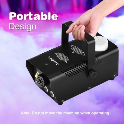 Máquina de fumos preta com pega e texto promocional