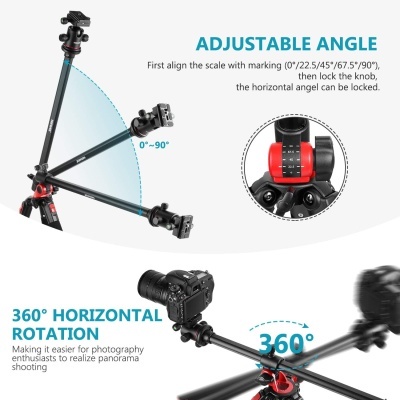 Braço articulado para câmara com ajuste de ângulo e rotação horizontal