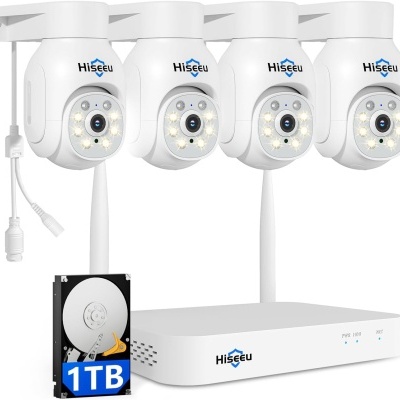 Conjunto de câmaras de vigilância Hiseeu com disco rígido 1TB.
