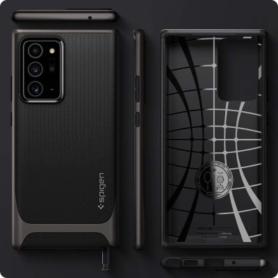 Capas protetoras para smartphone Spigen em preto com texturas distintas