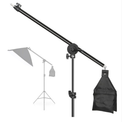 Suporte preto para iluminação fotográfica com bolsa de contrapeso