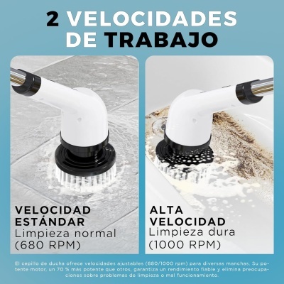 Escovas de limpeza brancas em funcionamento a duas velocidades diferentes