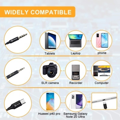 Acessórios de áudio com conectores e compatibilidade com vários dispositivos