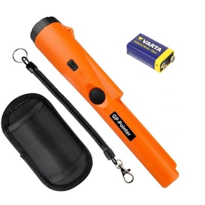 Detetor de metais portátil laranja com acessórios