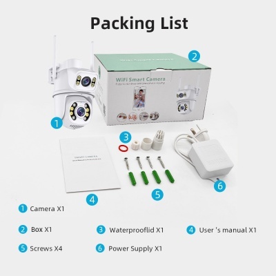 Kit de câmera WiFi com acessórios e caixa