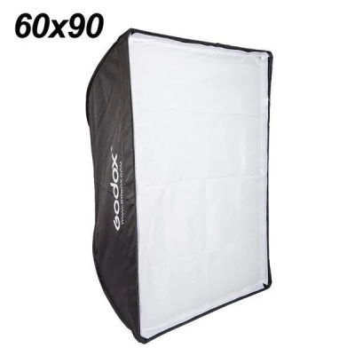 Softbox retangular 60x90 cm preto com difusor branco e marca Godox