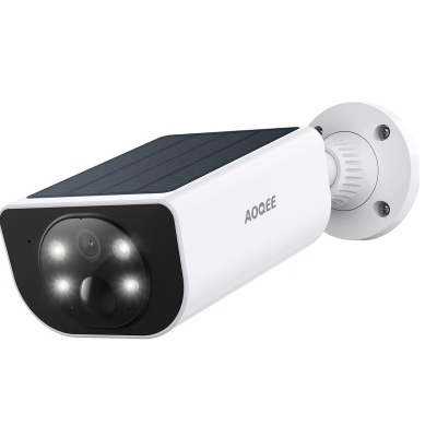 Câmara de segurança exterior com painel solar e luzes LED