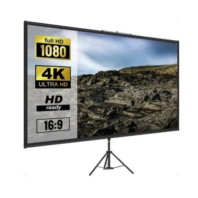 Ecrã de projeção 4K com texto full HD 1080, 4K ULTRA HD, HD ready e 16:9