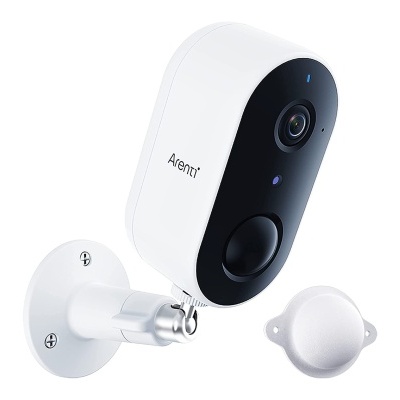 Câmara de vigilância branca ARENT com suporte metálico