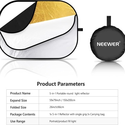 Reflector fotográfico 5 em 1 com bolsa preta NEEWER
