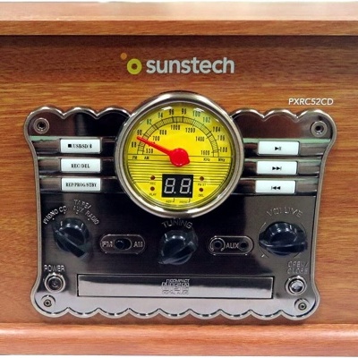 Aparelho de som retro Sunstech ParkSide em madeira com rádio e gravador