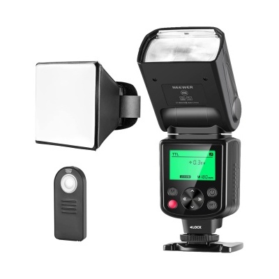 Conjunto de flash fotográfico com disparador remoto e difusor