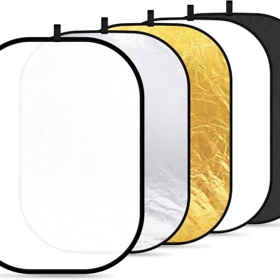 Conjunto de refletores ovais em branco, prata, dourado e preto