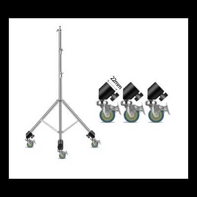 Suporte metálico com rodas giratórias de 22mm