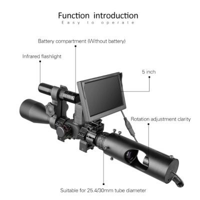 Dispositivo óptico preto com tela de 5 polegadas e lanterna infravermelha